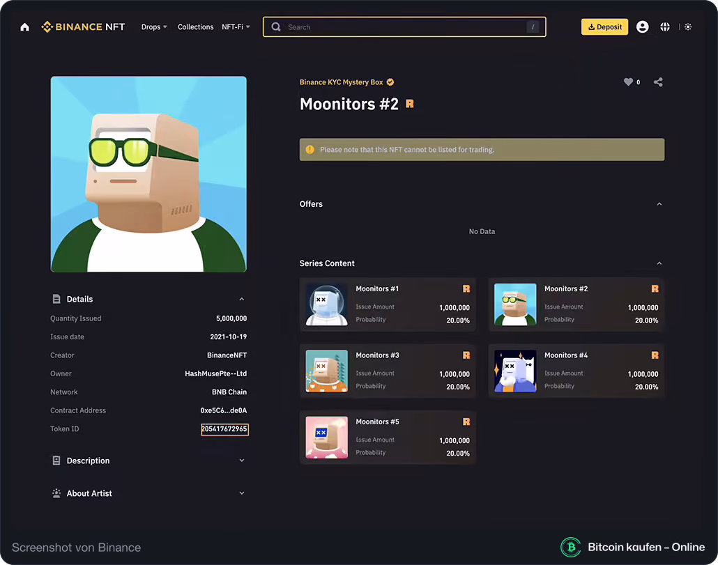 NFT Token ID auf Binance