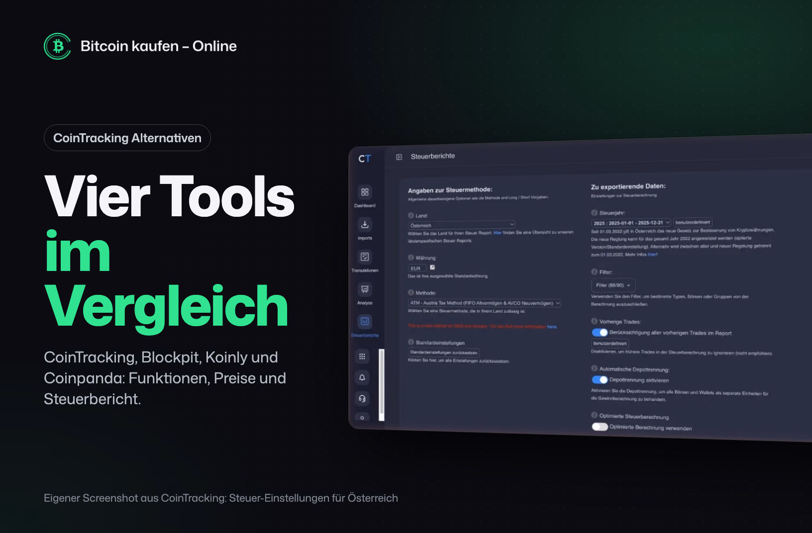 Screenshot aus CoinTracking: Einstellungen der Steuermethode für Österreich